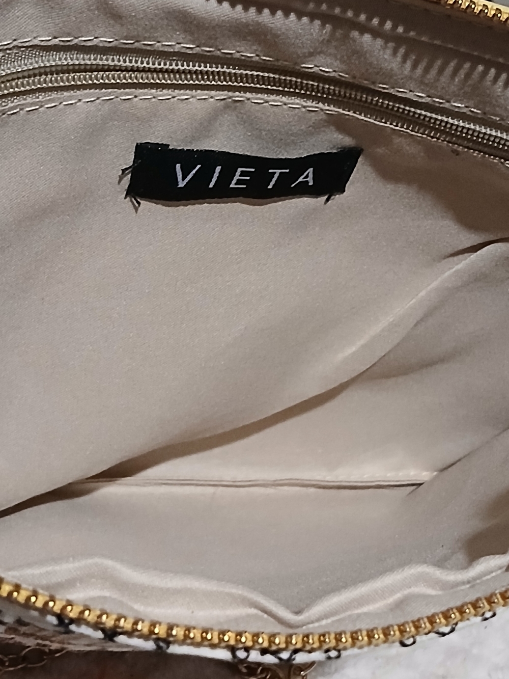 VIETA Fashion Embroidered Shoulder Bag in Cream, Coral and Brown - Picture 7 of 7